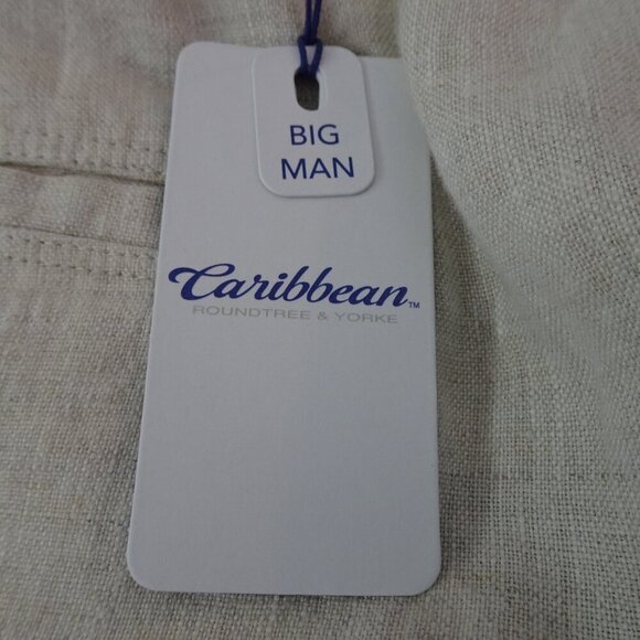 Roundtree Yorke Caribbean Linen Pants Big Men's Size 48x32 Beige Resort Beach - Picture 9 of 12